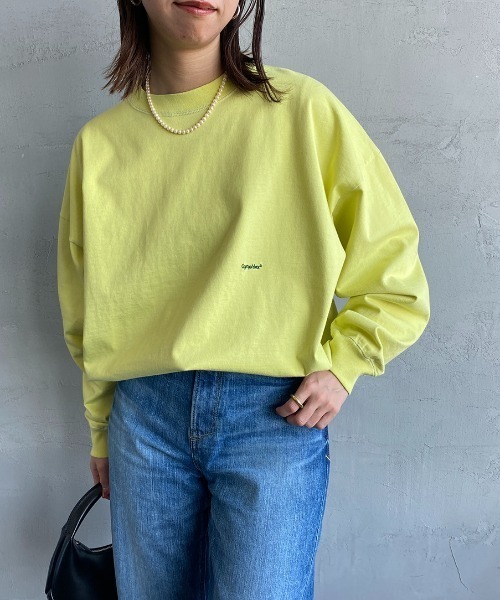 GYMPHLEX（ジムフレックス）の「[GYMPHLEX/ジムフレックス] ワンポイントロゴ刺繍 ヘビーウェイトTシャツ（Tシャツ/カットソー・レディース・サックスブルー/チャコールグレー/グリーン/オフホワイト/イエロー・S）」の5枚目の写真