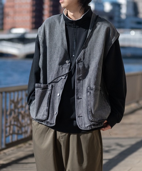 JOHN'S CLOSET（ジョンズクローゼット）の「【i】12ozデニム ワークベスト（ベスト・メンズ・ケミカルウォッシュ/インディゴブルー/ライトブルー/ブラック/ブラック系その他・MEDIUM/LARGE）」の3枚目の写真