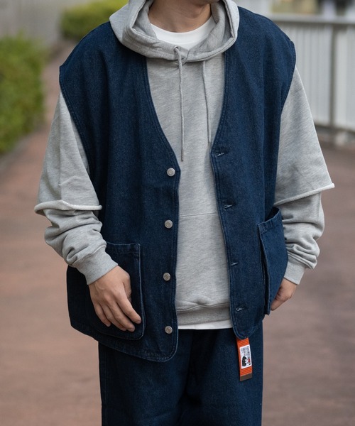 JOHN'S CLOSET（ジョンズクローゼット）の「【i】12ozデニム ワークベスト（ベスト・メンズ・ケミカルウォッシュ/インディゴブルー/ライトブルー/ブラック/ブラック系その他・MEDIUM/LARGE）」の6枚目の写真