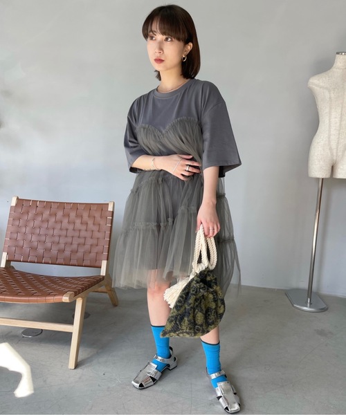 SANSeLF　ハーフスリーブチュールワンピース SANSeLF（サンセルフ）の「ハーフスリーブチュールワンピース