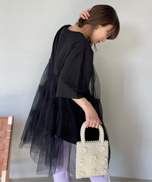 SANSeLF　ハーフスリーブチュールワンピース SANSeLF（サンセルフ）の「ハーフスリーブチュールワンピース