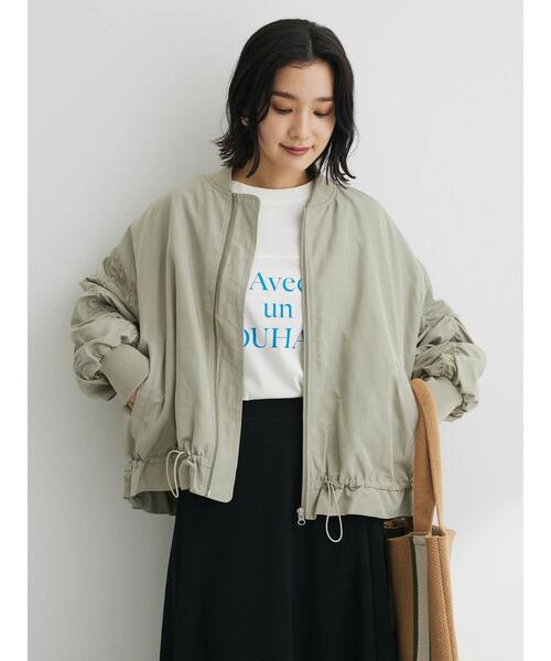 Green　Parks（グリーンパークス）の「袖ギャザーMA-1ブルゾン（ブルゾン・レディース・ベージュ/カーキ・FREE）」の14枚目の写真