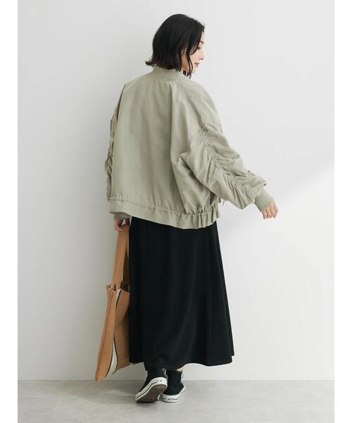 Green　Parks（グリーンパークス）の「袖ギャザーMA-1ブルゾン（ブルゾン・レディース・ベージュ/カーキ・FREE）」の22枚目の写真