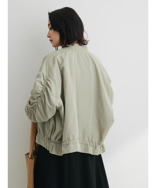 Green　Parks（グリーンパークス）の「袖ギャザーMA-1ブルゾン（ブルゾン・レディース・ベージュ/カーキ・FREE）」の3枚目の写真