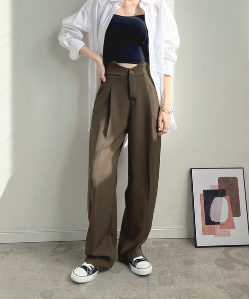 Futier land(フューティアランド)の「ウエストVカットスラックス(スラックス・レディース・ブラック/ブラウン/グレー・MEDIUM/LARGE)」の3枚目の写真