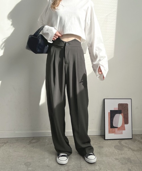 Futier land(フューティアランド)の「ウエストVカットスラックス(スラックス・レディース・ブラック/ブラウン/グレー・MEDIUM/LARGE)」の14枚目の写真