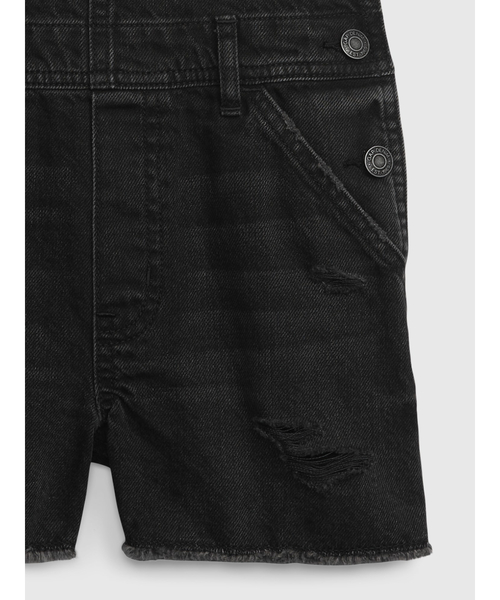 GAP(ギャップ)の「ウォッシュウェル デニムショートオール (キッズ)(サロペット/オーバーオール・キッズ・ブラック・L/M/XL/S/XXL/XS)」の4枚目の写真