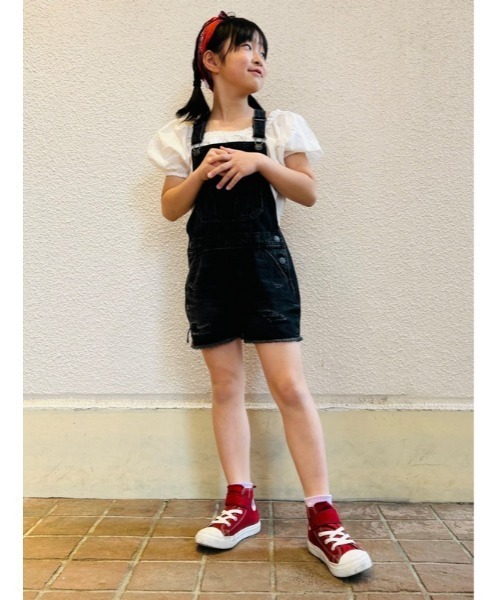 GAP(ギャップ)の「ウォッシュウェル デニムショートオール (キッズ)(サロペット/オーバーオール・キッズ・ブラック・L/M/XL/S/XXL/XS)」の10枚目の写真