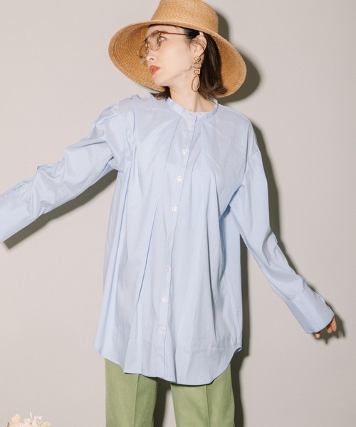 MHBG TOKYO(エムエイチビージートーキョー)の「先染めストライプオープンスリーブBL(シャツ/ブラウス・レディース・ブラック/ライトブルー・MEDIUM)」の4枚目の写真