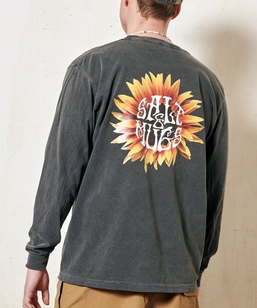 SALT&MUGS(ソルトアンドマグス)の「SUN FLOWER LST(Tシャツ/カットソー・メンズ・ブラック/ホワイト・SMALL/MEDIUM/LARGE/X-LARGE)」の1枚目の写真