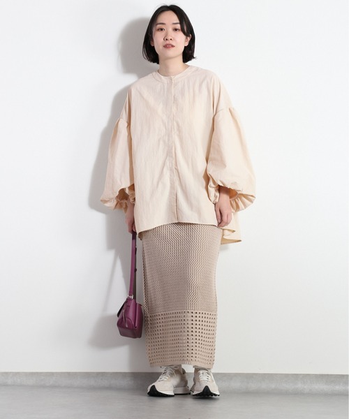 cepo（セポ）の「バルーンスリーブ ノーカラージャケット（ノーカラージャケット・レディース・オリーブ/ネイビー/オフホワイト・M）」の4枚目の写真