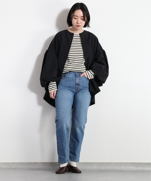 cepo（セポ）の「バルーンスリーブ ノーカラージャケット（ノーカラージャケット・レディース・オリーブ/ネイビー/オフホワイト・M）」の8枚目の写真