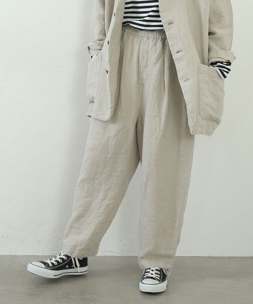 【luxe】美品　ベルギーリネンツイル テーパーパンツ　ナチュラル 楽天市場】ベルギーリネンツイル テーパーパンツ journal
