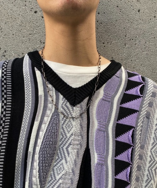 CIAOPANIC(チャオパニック)の「ジャガードVネックニットベスト(ベスト・メンズ・ブルー/ブラック/オレンジ・FREE)」の14枚目の写真