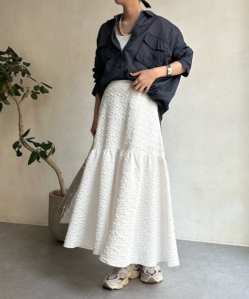 DouDou（ドゥドゥ）の「【WEB限定】シアーBIGシャツ（シャツ/ブラウス・レディース・ネイビー/オフホワイト/ブルー・FREE）」の5枚目の写真