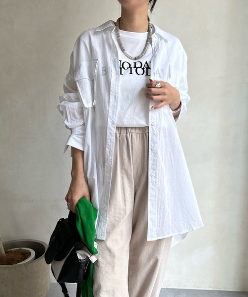 DouDou（ドゥドゥ）の「【WEB限定】シアーBIGシャツ（シャツ/ブラウス・レディース・ネイビー/オフホワイト/ブルー・FREE）」の19枚目の写真