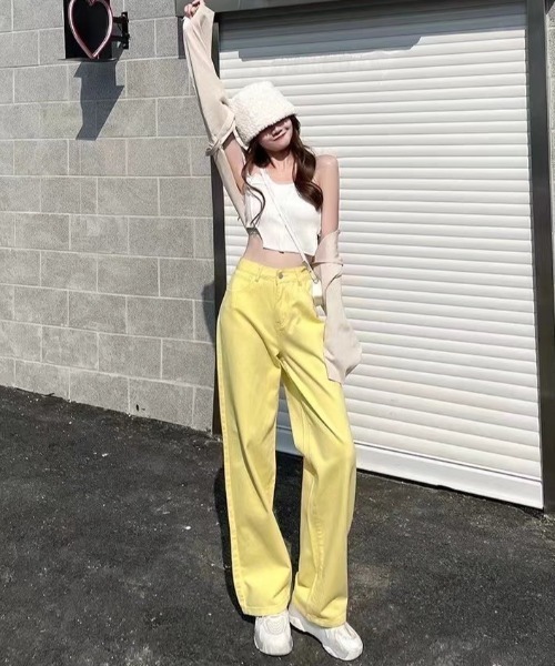 gossip！ロサンゼルス（ゴシップロサンゼルス）の「カラーストレートデニムパンツ（デニムパンツ・レディース・ベージュ/ライトグリーン/ピンク/イエロー・M/L）」の17枚目の写真