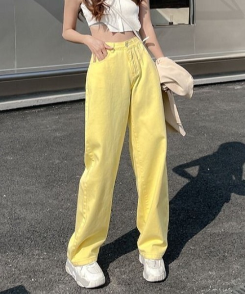 gossip！ロサンゼルス（ゴシップロサンゼルス）の「カラーストレートデニムパンツ（デニムパンツ・レディース・ベージュ/ライトグリーン/ピンク/イエロー・M/L）」の18枚目の写真