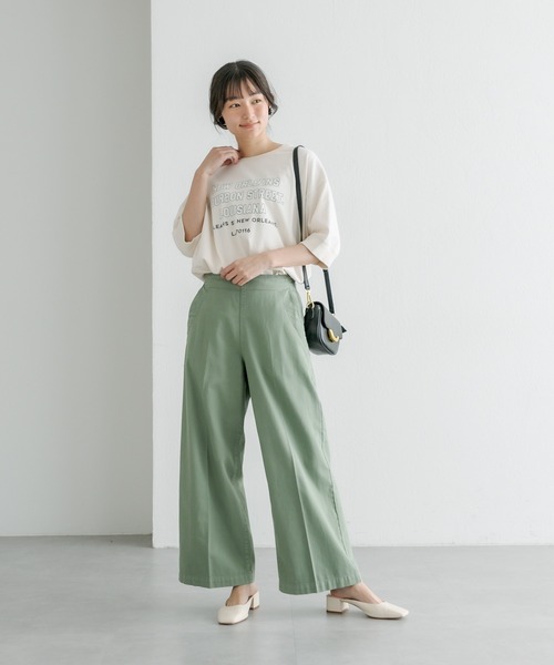 PUAL CE CIN（ピュアルセシン）の「ロゴプリントビッグ Tシャツ（Tシャツ/カットソー・レディース・ナチュラル/オフホワイト/サックスブルー/チャコールグレー・FREE）」の7枚目の写真