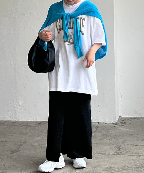 LIAN（リアン）の「エンブレムカレッジロゴTシャツ（Tシャツ/カットソー・レディース・ライトベージュ/スミクロ/ライトオレンジ系/ブルー/グリーン/ネイビー/オフホワイト・FREE）」の12枚目の写真