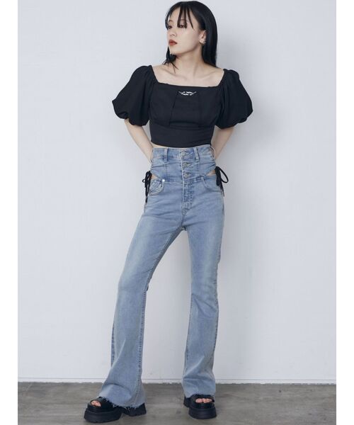 EMODA（エモダ）の「クロスeチャームトップ（Tシャツ/カットソー・レディース・ブルー/ブラック/ベージュ・FREE）」の11枚目の写真