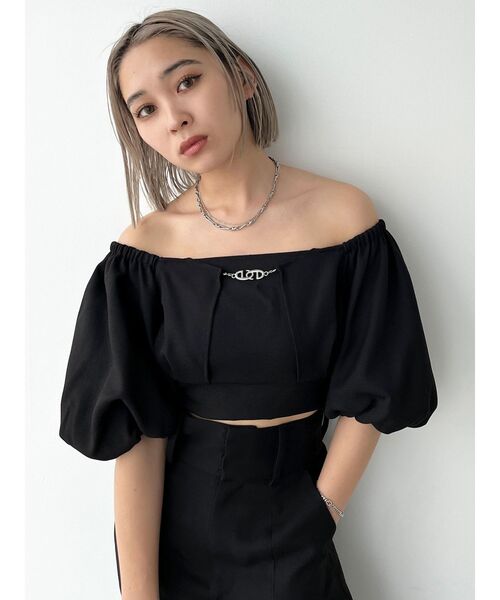 EMODA（エモダ）の「クロスeチャームトップ（Tシャツ/カットソー・レディース・ブルー/ブラック/ベージュ・FREE）」の13枚目の写真