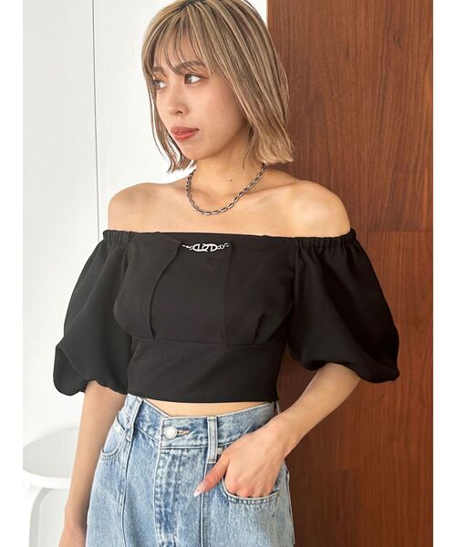 EMODA（エモダ）の「クロスeチャームトップ（Tシャツ/カットソー・レディース・ブルー/ブラック/ベージュ・FREE）」の16枚目の写真