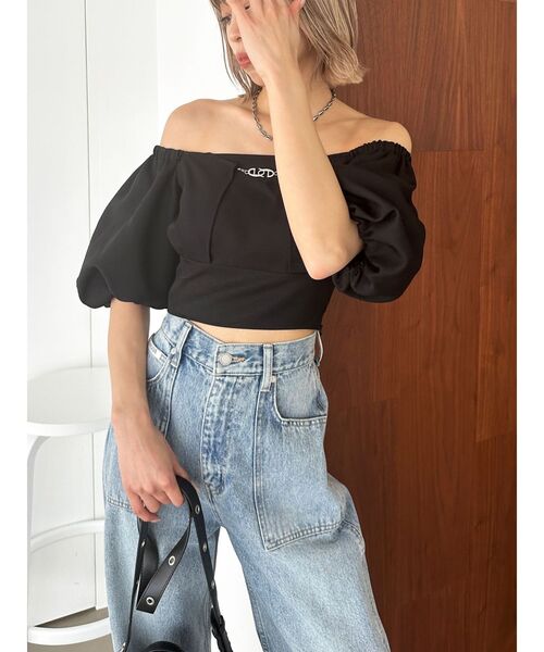 EMODA（エモダ）の「クロスeチャームトップ（Tシャツ/カットソー・レディース・ブルー/ブラック/ベージュ・FREE）」の17枚目の写真