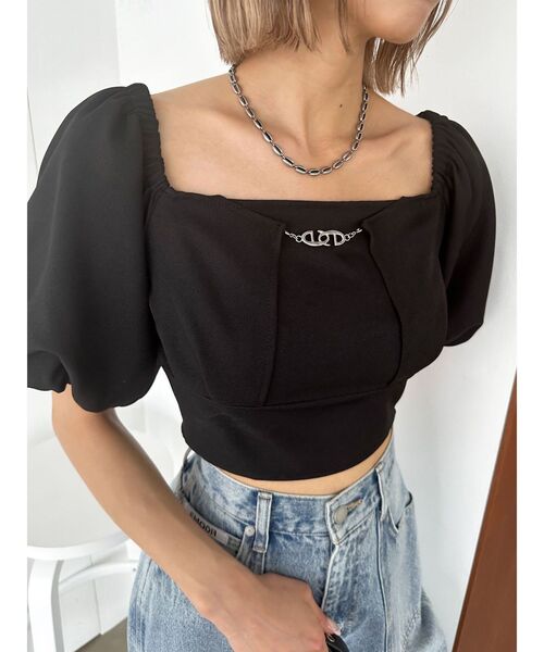 EMODA（エモダ）の「クロスeチャームトップ（Tシャツ/カットソー・レディース・ブルー/ブラック/ベージュ・FREE）」の18枚目の写真