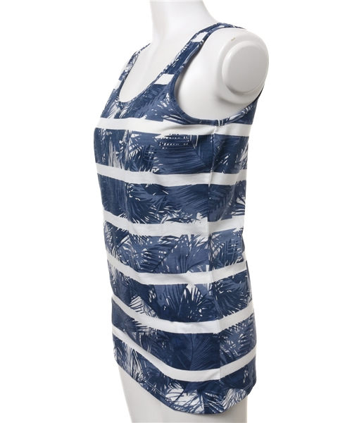 AZUL by moussy（アズールバイマウジー）の「30/-TC天竺リーフボーダータンク（タンクトップ・レディース・カーキ/ダークネイビー/ブラック系その他・SMALL/MEDIUM）」の4枚目の写真