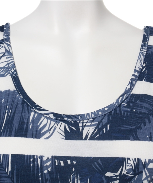 AZUL by moussy（アズールバイマウジー）の「30/-TC天竺リーフボーダータンク（タンクトップ・レディース・カーキ/ダークネイビー/ブラック系その他・SMALL/MEDIUM）」の6枚目の写真