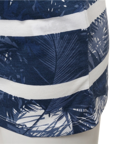 AZUL by moussy（アズールバイマウジー）の「30/-TC天竺リーフボーダータンク（タンクトップ・レディース・カーキ/ダークネイビー/ブラック系その他・SMALL/MEDIUM）」の7枚目の写真