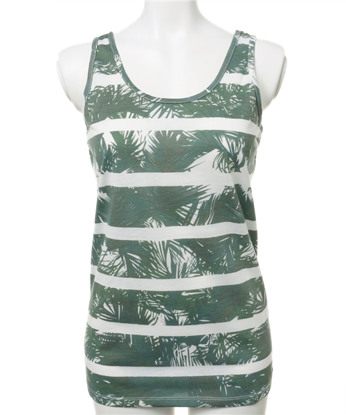 AZUL by moussy（アズールバイマウジー）の「30/-TC天竺リーフボーダータンク（タンクトップ・レディース・カーキ/ダークネイビー/ブラック系その他・SMALL/MEDIUM）」の10枚目の写真