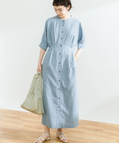 URBAN RESEARCH（アーバンリサーチ）の「ウエスト切替タックワンピース（ワンピース・レディース・ネイビー/ライトブルー・FREE）」の5枚目の写真
