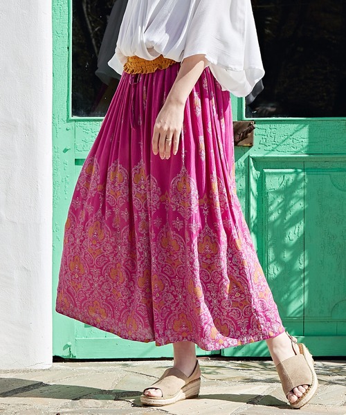 チャイハネ（チャイハネ）の「【チャイハネ】ヨウエンロングスカート（スカート・レディース・ブラック/ブルー/レッド/イエロー/グリーン/ピンク/ブラック系その他/ベージュ/ダークグリーン・FREE）」の8枚目の写真