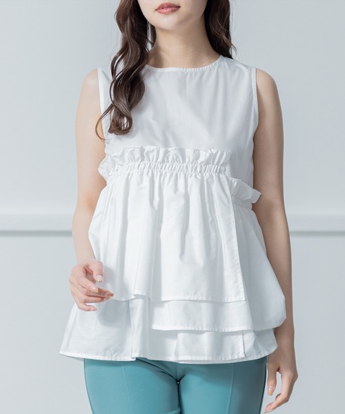 clear（クリア）の「アシンメトリーティアードノースリブラウス（シャツ/ブラウス・レディース・ブラック/ピンク/オフホワイト・F）」の2枚目の写真