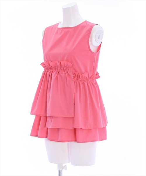 clear（クリア）の「アシンメトリーティアードノースリブラウス（シャツ/ブラウス・レディース・ブラック/ピンク/オフホワイト・F）」の4枚目の写真