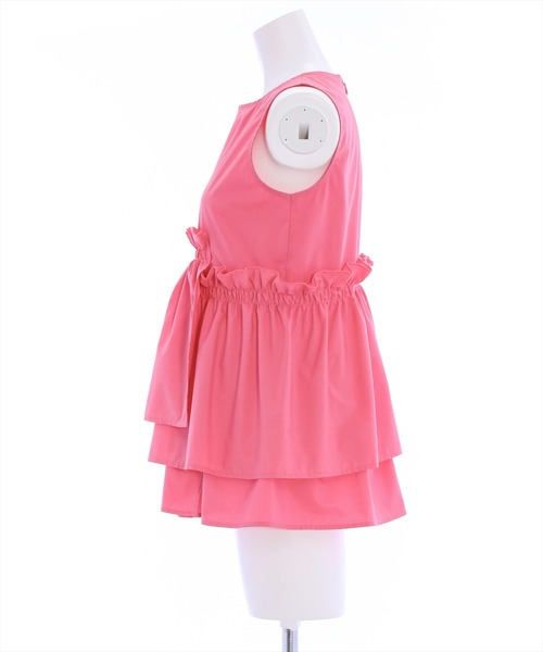 clear（クリア）の「アシンメトリーティアードノースリブラウス（シャツ/ブラウス・レディース・ブラック/ピンク/オフホワイト・F）」の7枚目の写真