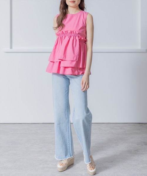 clear（クリア）の「アシンメトリーティアードノースリブラウス（シャツ/ブラウス・レディース・ブラック/ピンク/オフホワイト・F）」の21枚目の写真