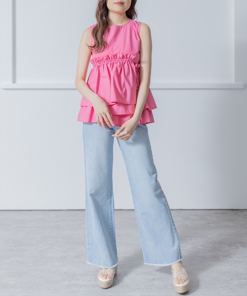 clear（クリア）の「アシンメトリーティアードノースリブラウス（シャツ/ブラウス・レディース・ブラック/ピンク/オフホワイト・F）」の22枚目の写真