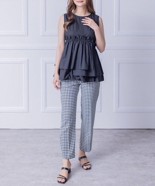 clear（クリア）の「アシンメトリーティアードノースリブラウス（シャツ/ブラウス・レディース・ブラック/ピンク/オフホワイト・F）」の15枚目の写真