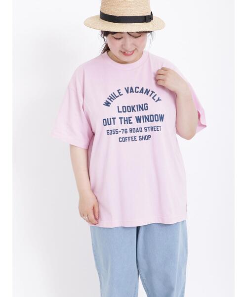 Samansa Mos2（サマンサ モスモス）の「【UV加工】ロゴTシャツ（Tシャツ/カットソー・レディース・チャコールグレー/ブルー/ピンク/オフホワイト・F）」の4枚目の写真