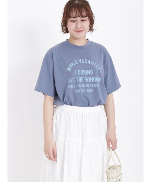 Samansa Mos2（サマンサ モスモス）の「【UV加工】ロゴTシャツ（Tシャツ/カットソー・レディース・チャコールグレー/ブルー/ピンク/オフホワイト・F）」の6枚目の写真