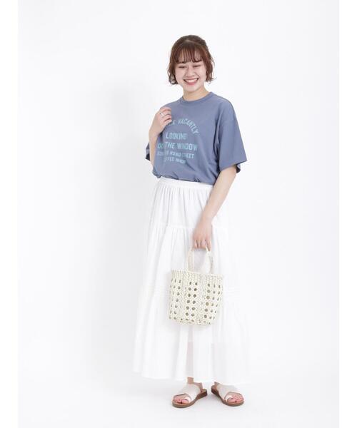 Samansa Mos2（サマンサ モスモス）の「【UV加工】ロゴTシャツ（Tシャツ/カットソー・レディース・チャコールグレー/ブルー/ピンク/オフホワイト・F）」の7枚目の写真