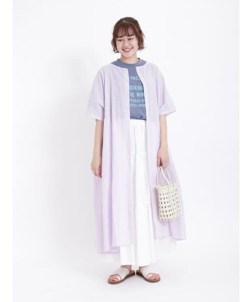 Samansa Mos2（サマンサ モスモス）の「【UV加工】ロゴTシャツ（Tシャツ/カットソー・レディース・チャコールグレー/ブルー/ピンク/オフホワイト・F）」の9枚目の写真