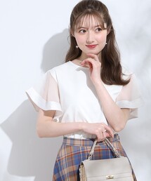 couture brooch | 【マシンウォッシャブル・UVケア・接触冷感】袖シアーフレアデザイントップス(Tシャツ/カットソー)