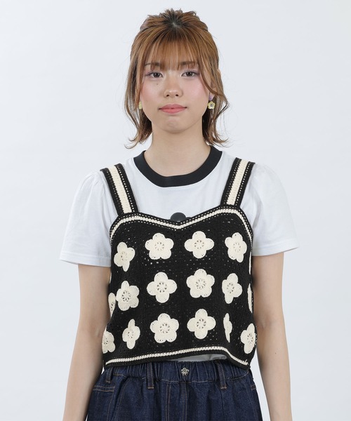 MARY QUANT(マリークワント)の「デイジークロッシェライク ビスチェ(キャミソール・レディース・パープル/ネイビー/ブラック・M)」の5枚目の写真