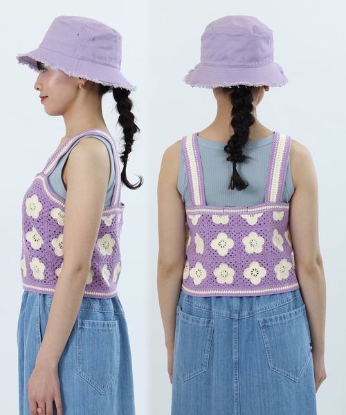 MARY QUANT(マリークワント)の「デイジークロッシェライク ビスチェ(キャミソール・レディース・パープル/ネイビー/ブラック・M)」の11枚目の写真