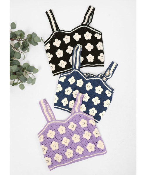 MARY QUANT(マリークワント)の「デイジークロッシェライク ビスチェ(キャミソール・レディース・パープル/ネイビー/ブラック・M)」の4枚目の写真