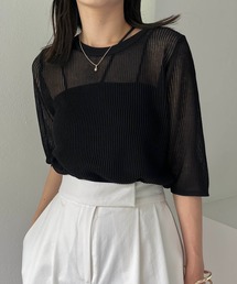 CAPRICIEUX LE'MAGE | シアーリブハーフスリーブプルオーバー(ニット/セーター)